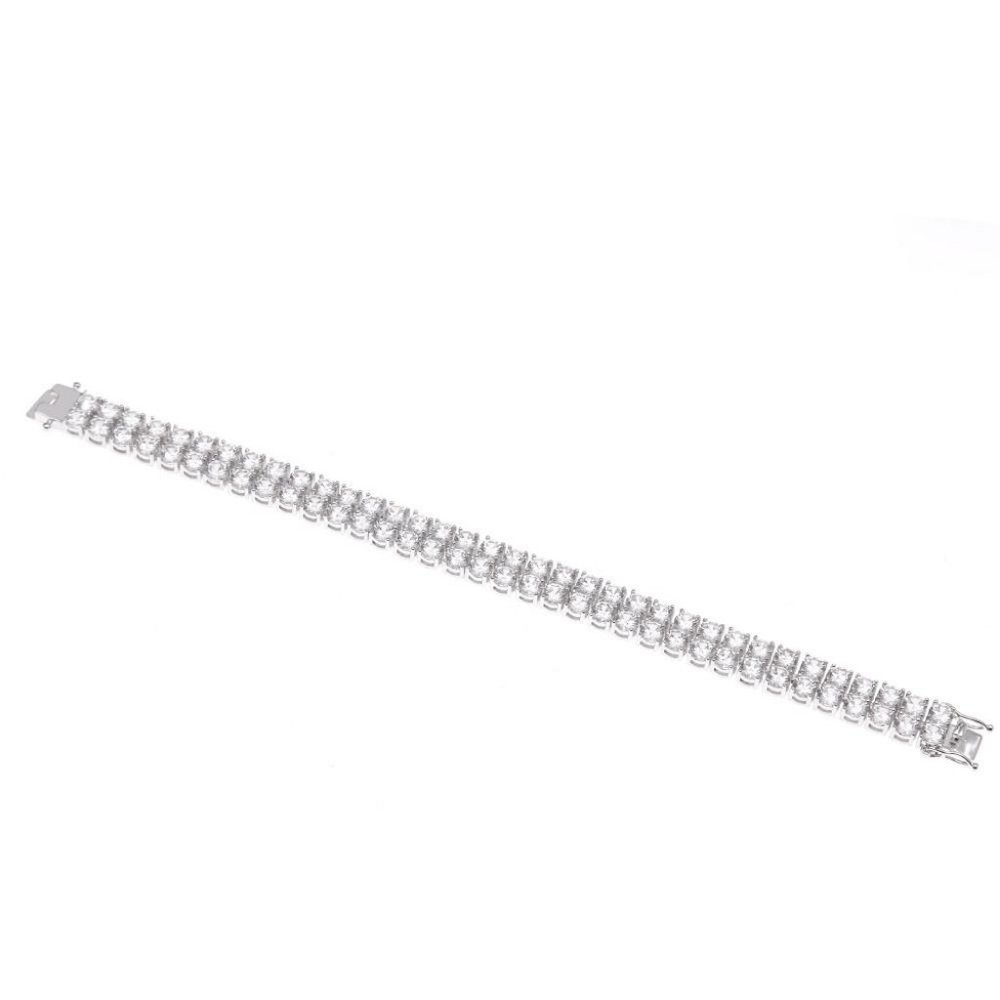 Diamond CZ Double Row 10mm Tennis Bracelet I Gold + Silver Tennis Bracelet 127 - Picture 9 of 12